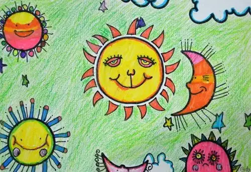 少儿书画作品-美丽的天空/儿童书画作品美丽的天空欣赏_中国少儿美术