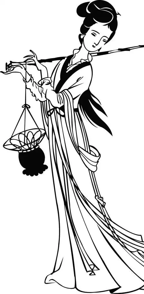 复古古代美女矢量图