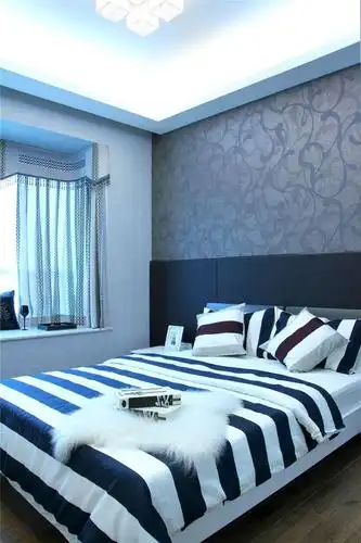 现代简约二居室卧室壁纸装修效果图