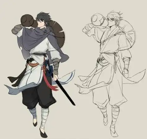 令狐冲的简笔画