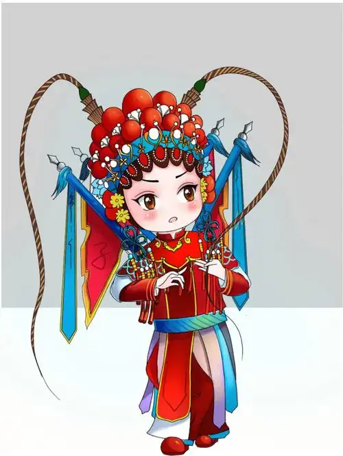 国潮风插画可爱京剧人物插画系列
