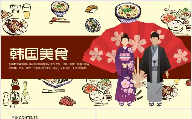 精美美食餐饮西餐厅韩国美食介绍ppt动态模板缩略图