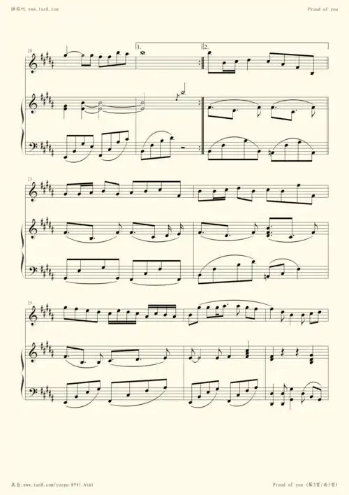 钢琴谱proudofyou冯曦妤原版钢琴伴奏