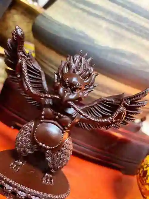 纯铜大鹏鸟护法神摆件大鹏雕大鹏金翅鸟佛像铜神像鸟藏传铜像高约95cm