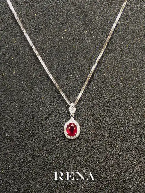 18k金红宝石吊坠[庆祝][庆祝]:主石0.45ct  配钻0.