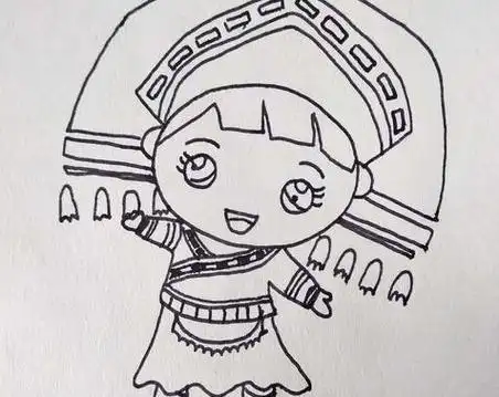 民族服装简笔画儿童画少数民族服装简笔画