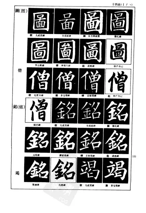 柳赵四家比较字贴 四楷书欧颜柳赵四家比较字贴 三楷书欧颜柳赵四家