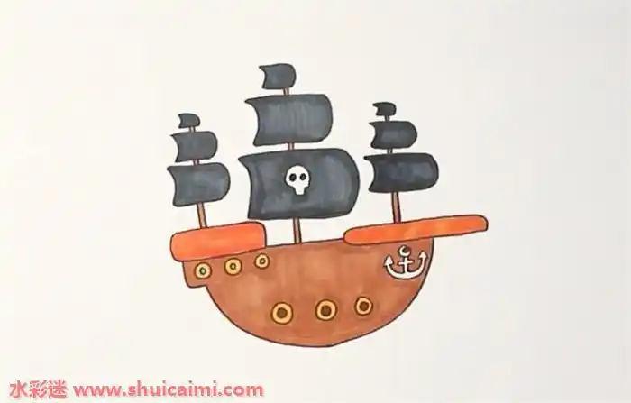 海盗船怎么画海盗船简笔画步骤