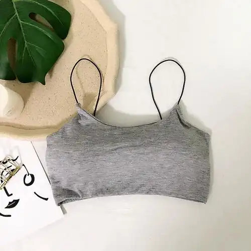 裹胸女抹胸打底防走光百搭细肩带吊带小背心学生少女内衣夏季薄款灰色