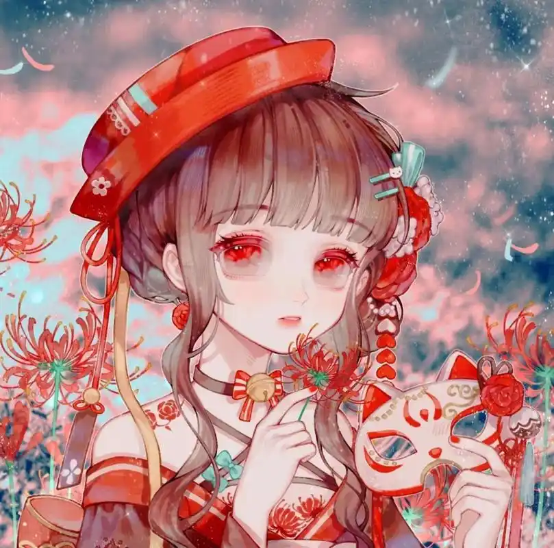 四张紫色系 一对闺蜜头像 两张红色系头像