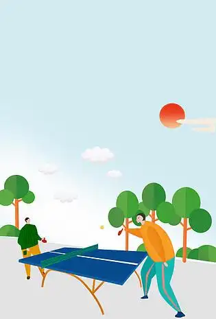小清新卡通乒乓球比赛健身运动背景