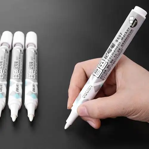 油性得力白色记号快干不易掉色大头大容量勾线笔记号笔