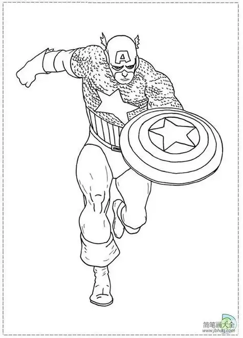 黑白美国队长简笔画