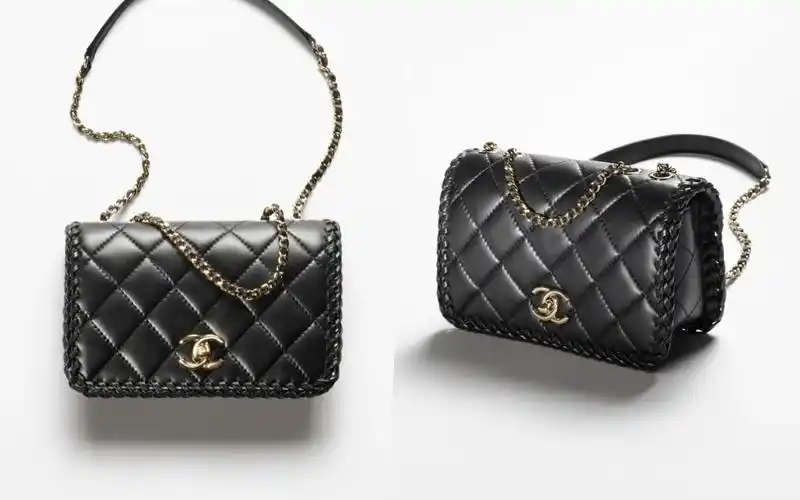 chanel亮面黑色链子小包,hkd 22,600chanel酒红小羊皮腰带包,hkd 24