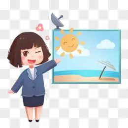 手绘卡通天气预报员播报晴天元素