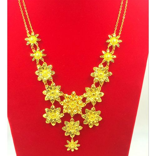 镀黄金链镀金花项链女时尚镀金项链逼真结婚新娘结婚项链