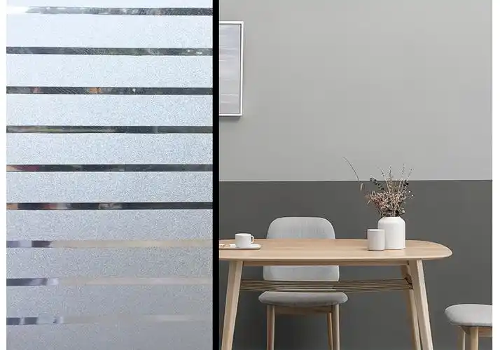 条纹磨砂玻璃贴膜半透明条纹带胶玻璃贴办公室家用玻璃防晒贴