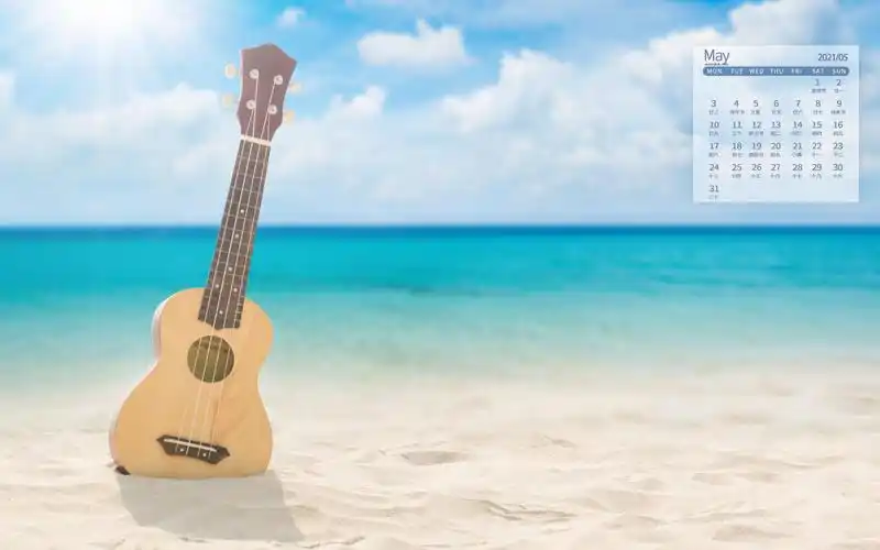 2021年5月炎炎夏日蔚蓝色大海唯美写真日历,月历壁纸-回车桌面