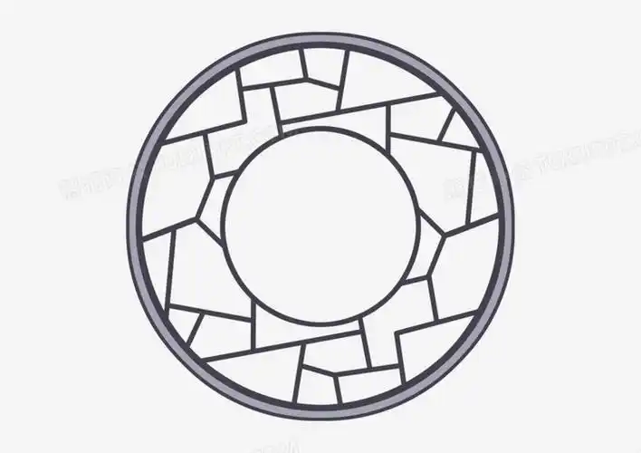 深蓝色风圆形花窗元素设计