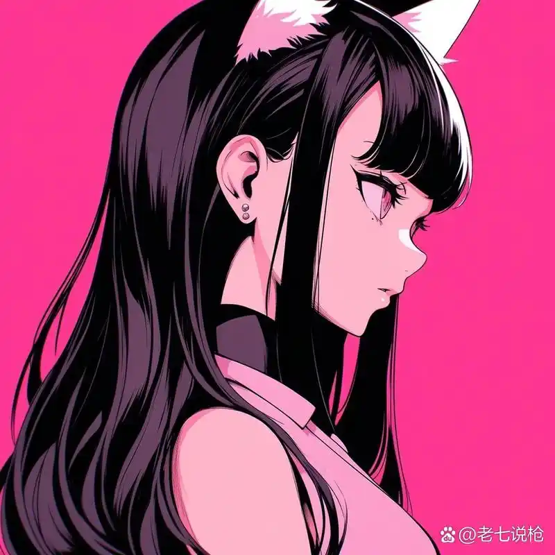 midjourney|旧漫头像-复古蒸汽波-甜酷猫女