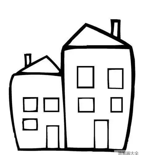 幼儿作业小区建筑设施简笔画