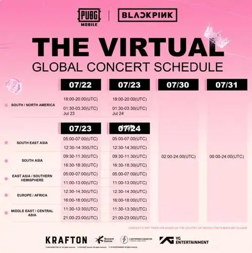 blackpink【虚拟演唱会】时间表7815 7月22日起!