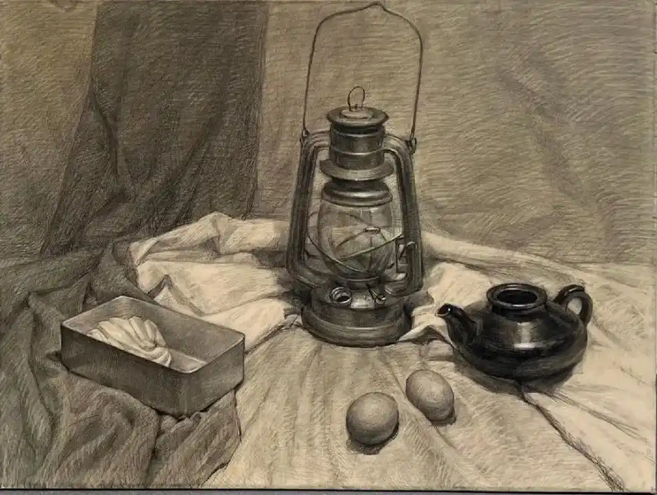 值得学习的央美附中学生素描静物作品.#素描静物 #美术生 - 抖音