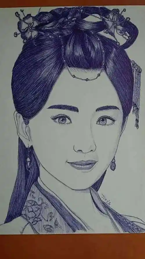 圆珠笔手绘 《锦绣未央》毛晓彤