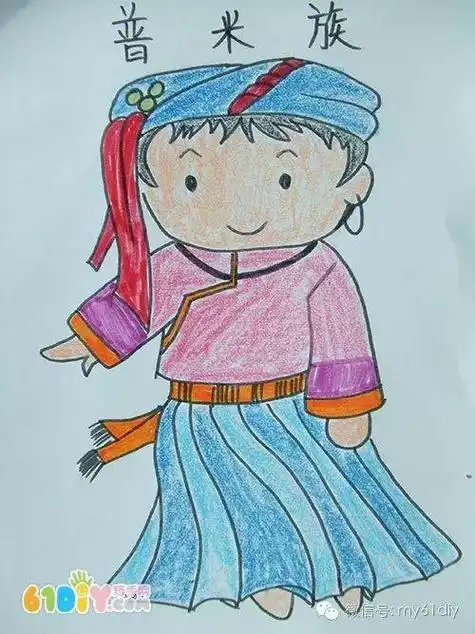 少数民族服饰 strong>简笔画 /strong>-如何画普米族卡通儿童画普米族