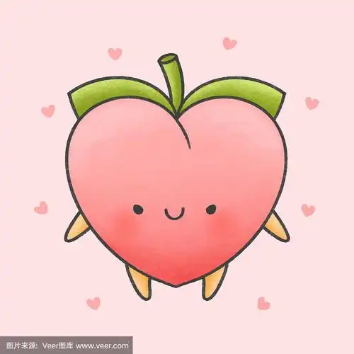 可爱的桃子卡通手绘风格