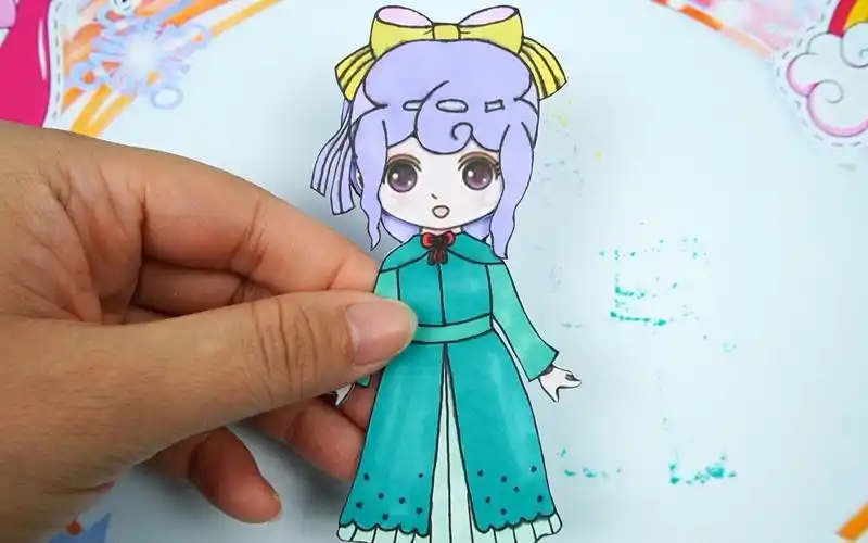 十二星座古风汉服手绘,天蝎座女孩纸娃娃手工贴纸