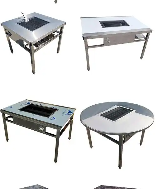 木炭无烟烧烤桌商用自助小豆腐烤桌不锈钢烧烤桌子户外庭院烤肉桌轻奢