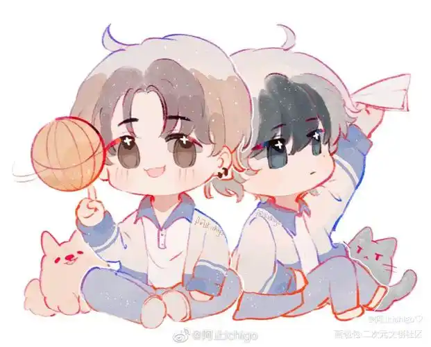 一点朝俞_伪装学渣朝俞谢俞贺朝水彩平涂日系q版我要上首推同人绘画