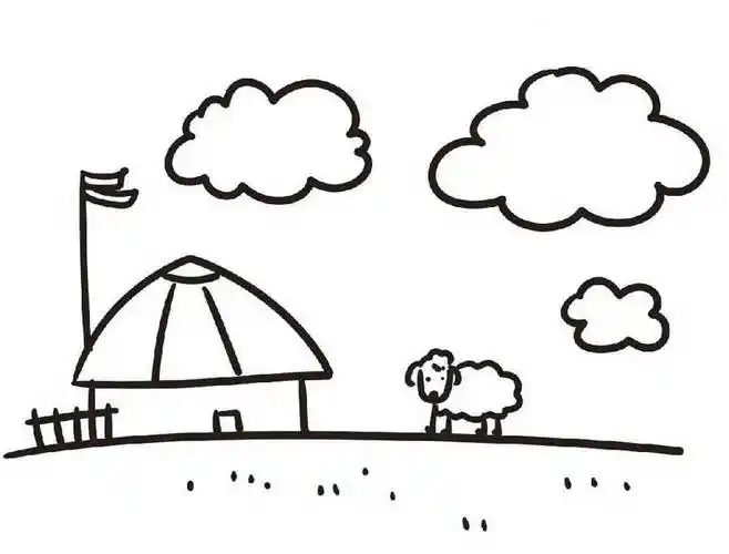 草原简笔画 风景优美的草原简笔画