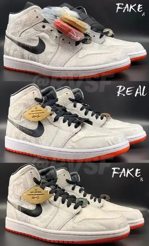 最全细节airjordan1midedc白丝绸aj1铜钱真假对比