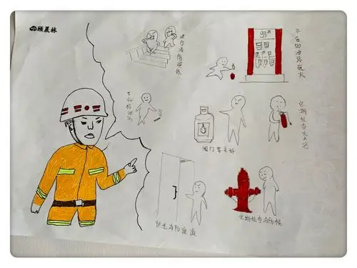 小一班亲子消防安全手绘报