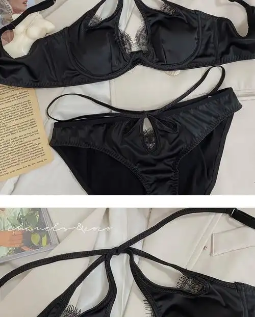 有钢圈胸罩聚拢上托文胸套装灰蓝色套装含内裤l适用于80bc的小姐姐