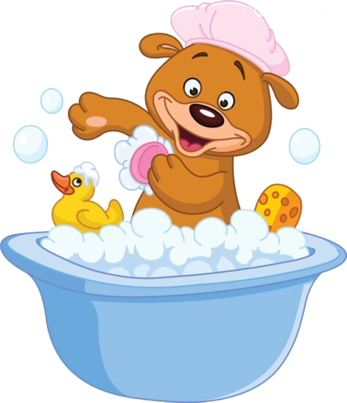 洗澡的小熊【高清卡通手绘png素材】-90设计
