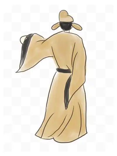 手绘中国画水墨画古代秀才书生诗人背影