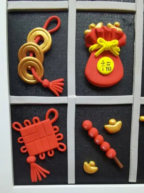 超轻粘土新年小元素粘土相框