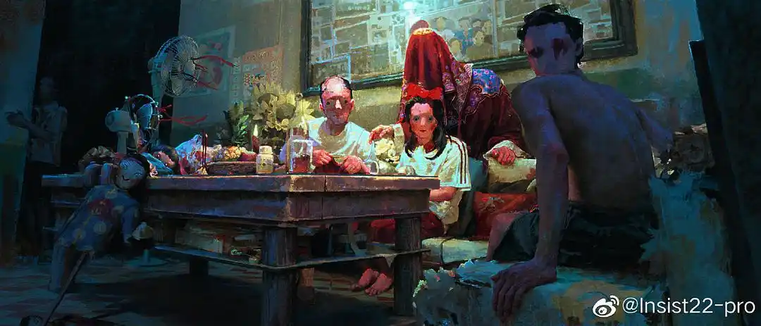 来看国内插画大佬insist的细思极恐的中式风格故事感作品