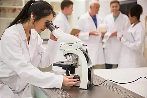 年轻,医学生,工作,显微镜