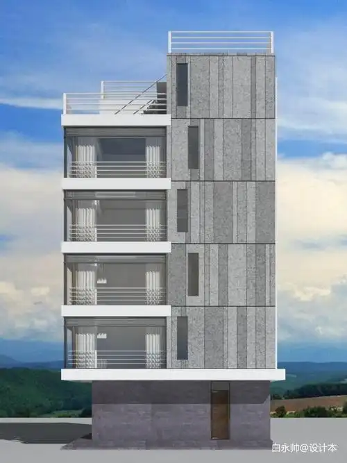 现代风格自建房设计五层半商住两用功能区现代简约功能区设计图片赏析