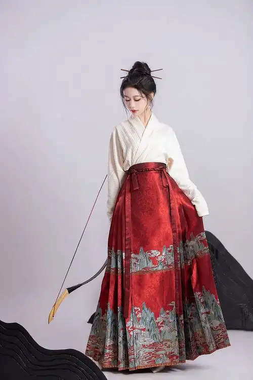 五五改良秋冬马面裙中式袖新飞机五年江山千里汉服