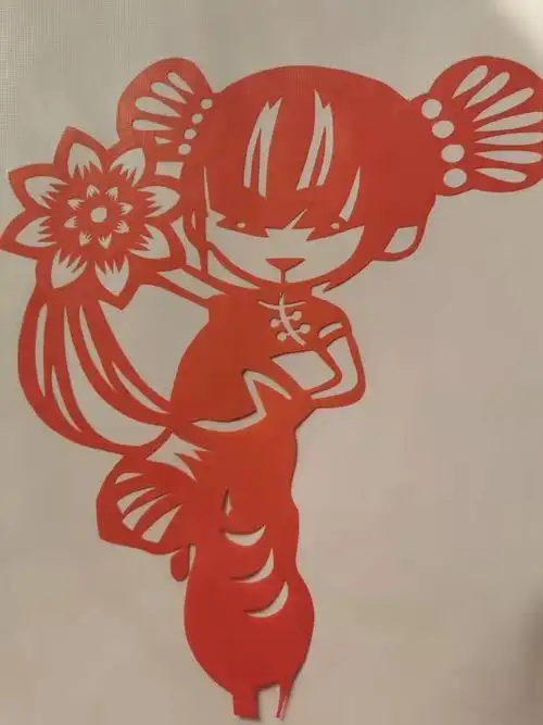 会跳舞的小剪刀妹妹剪纸五