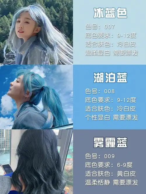 色真的狠狠爱住了～蓝色组合真的能给人一种梦幻感,不管什么发型都显