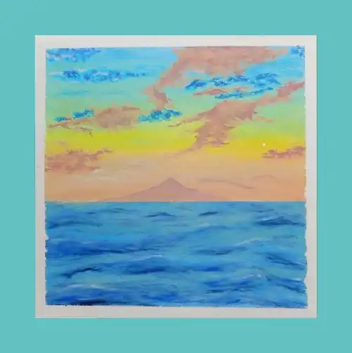 油画棒原创五彩斑斓的天空