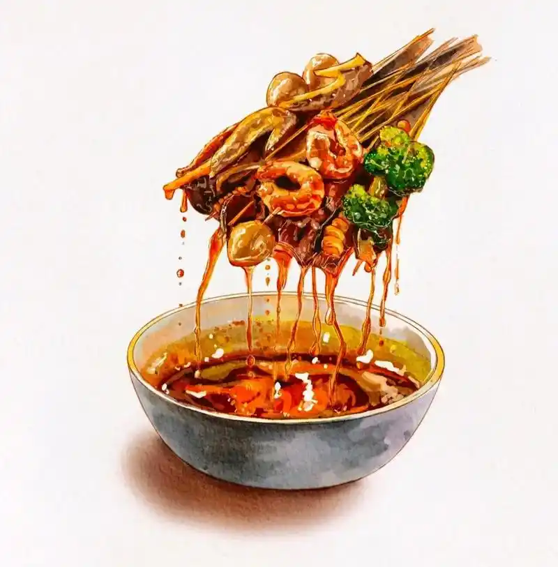 分享各地美食创意水彩插画看看你认几个