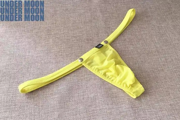 饰扣丁字裤冰丝男士半透明男内裤装上翘式t裤立体囊袋性感男式