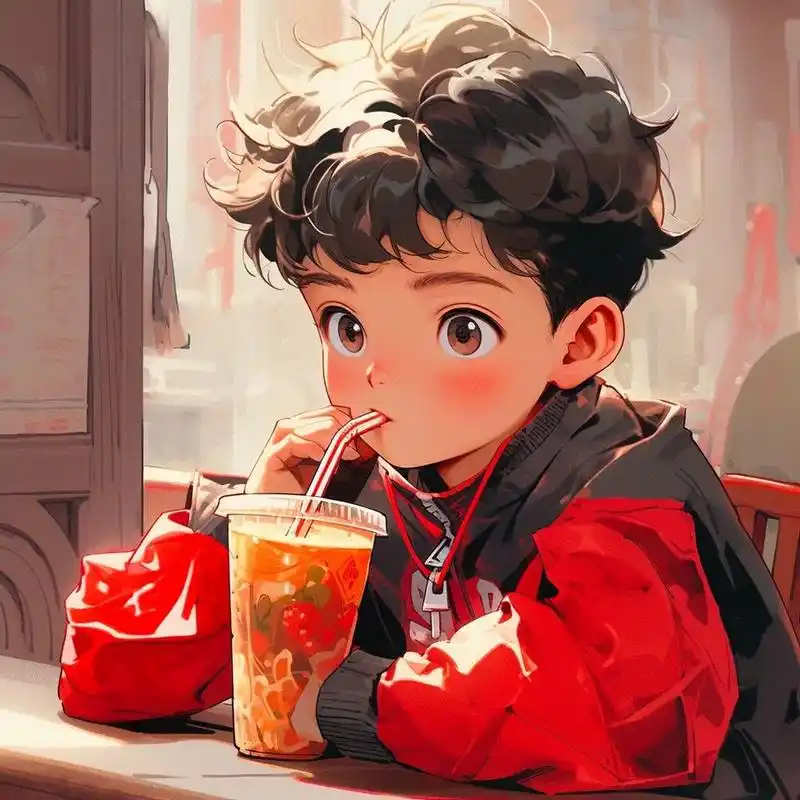 ai绘画|大家强烈要求的喝奶茶男生头像来了 和你一起逛街,来杯奶茶情